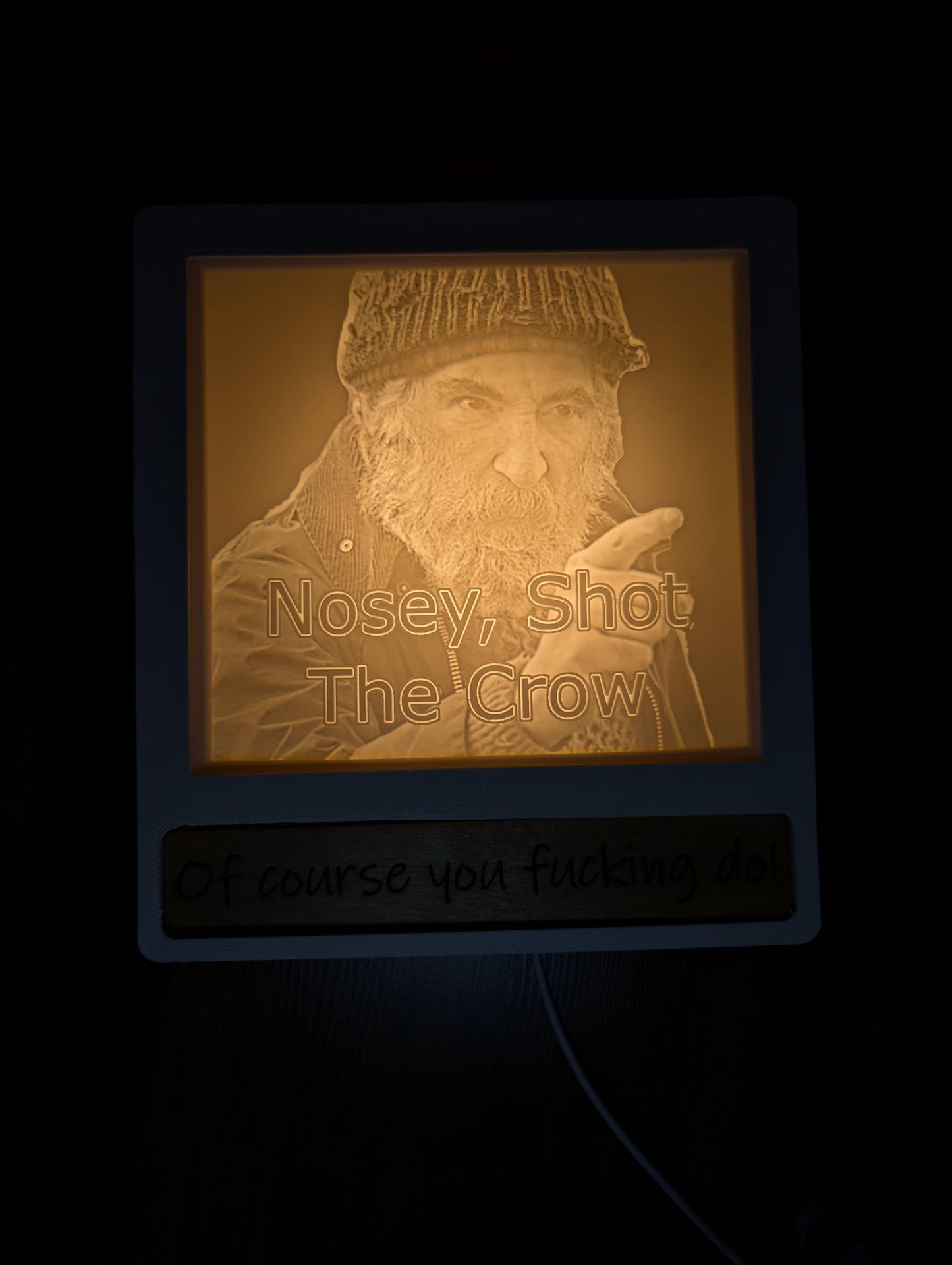 Farmer Jim, Brassic, Photo Engraved Night Light - Customised, Quirky and Fun Decor for Bar or Home.