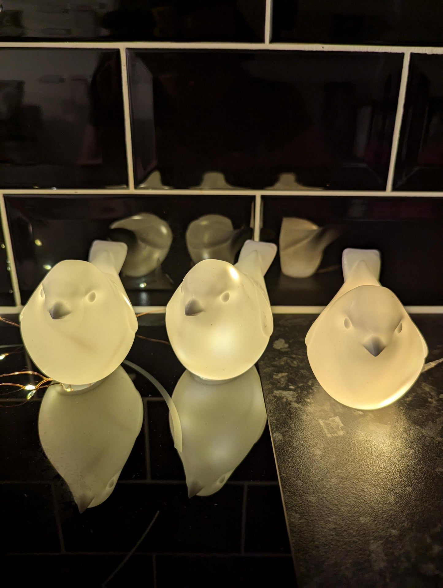 Set of 3 Robin Night Lights, Battery Powered
