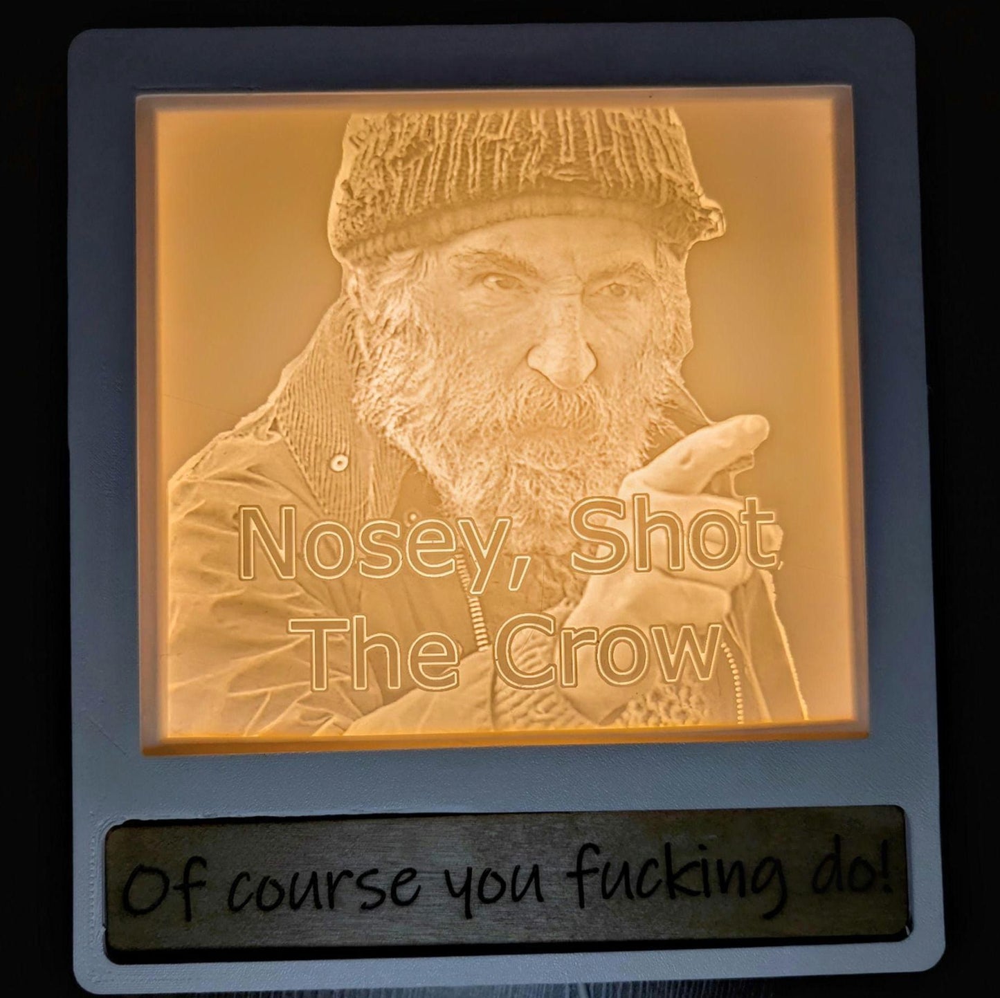 Farmer Jim, Brassic, Photo Engraved Night Light - Customised, Quirky and Fun Decor for Bar or Home.