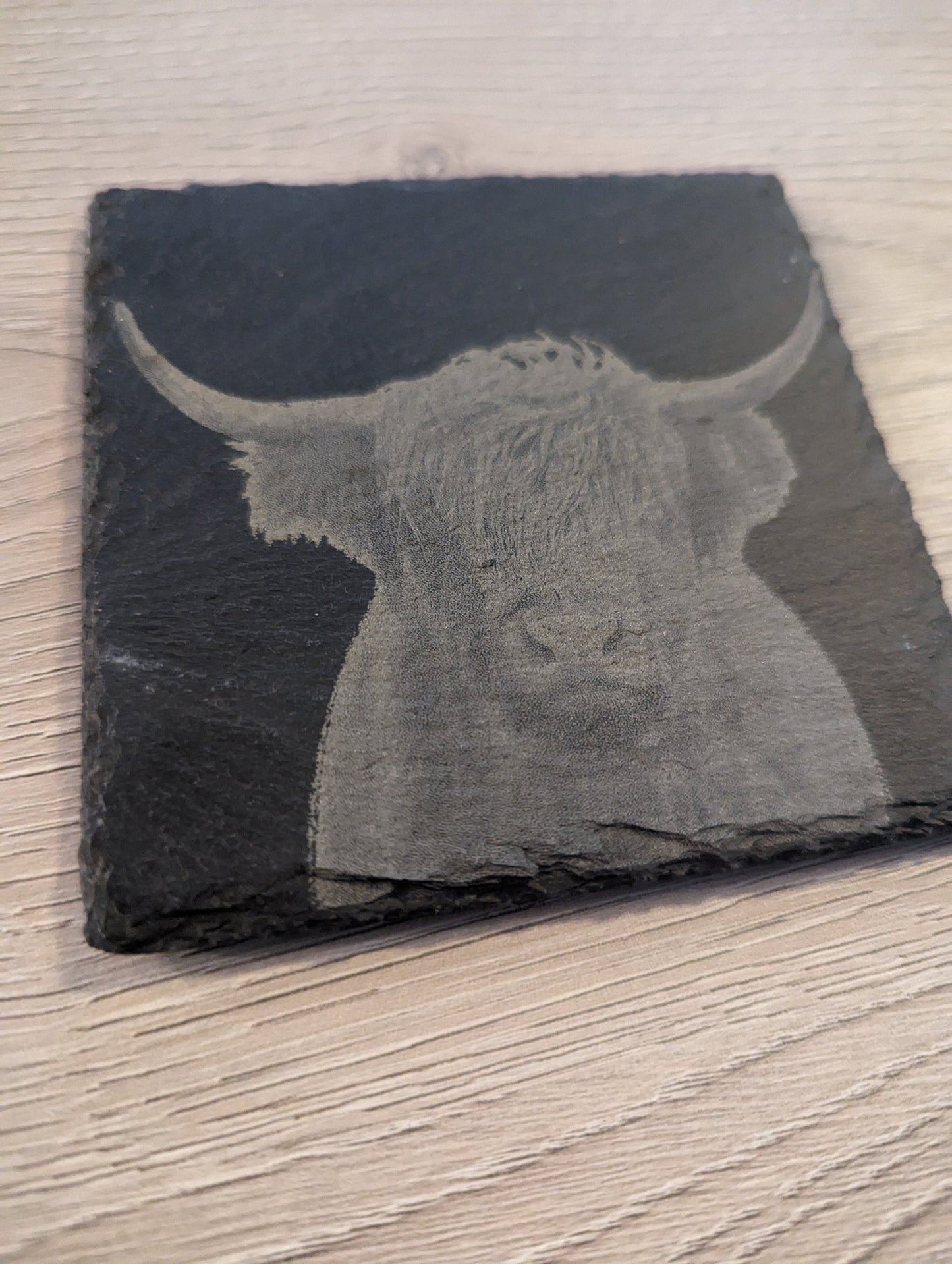 Personalized Highland Cow Coaster - Rustic Slate Coaster