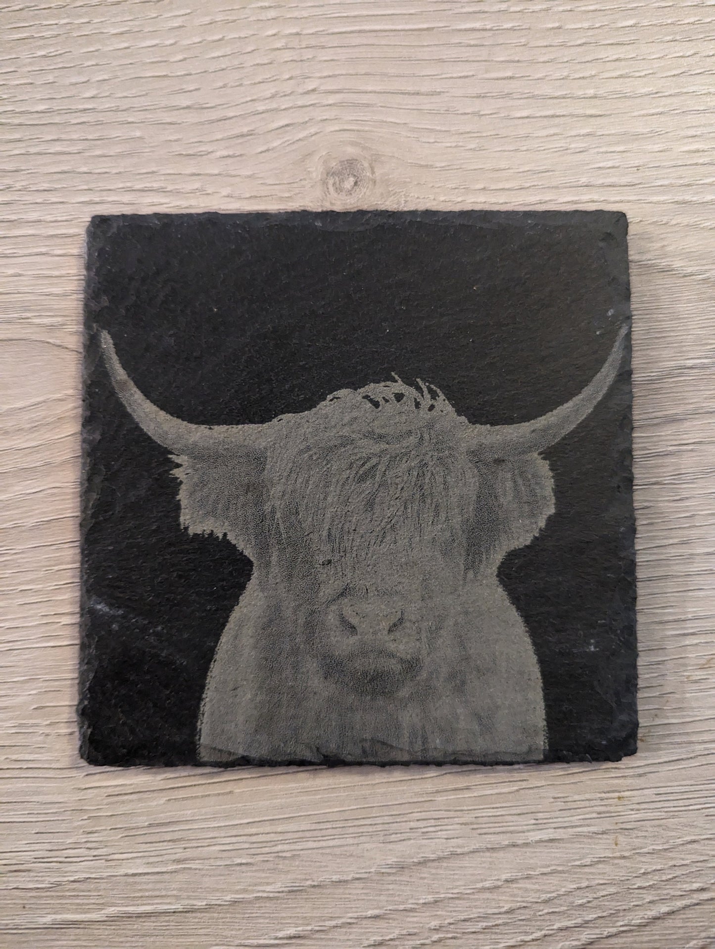 Personalized Highland Cow Coaster - Rustic Slate Coaster