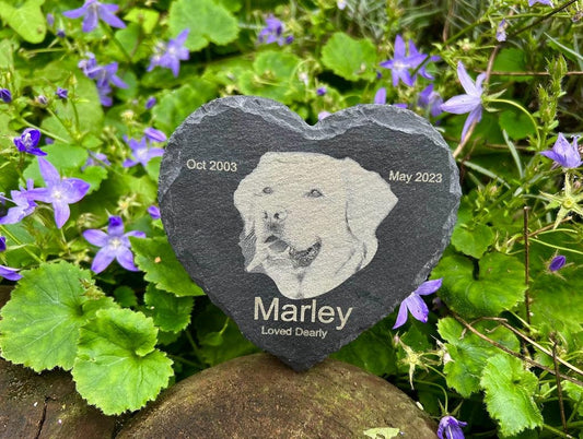 Personalized Pet Remembrance Slate - Custom Engraved Memorial for Dog or Cat - Eternal Tribute in Garden