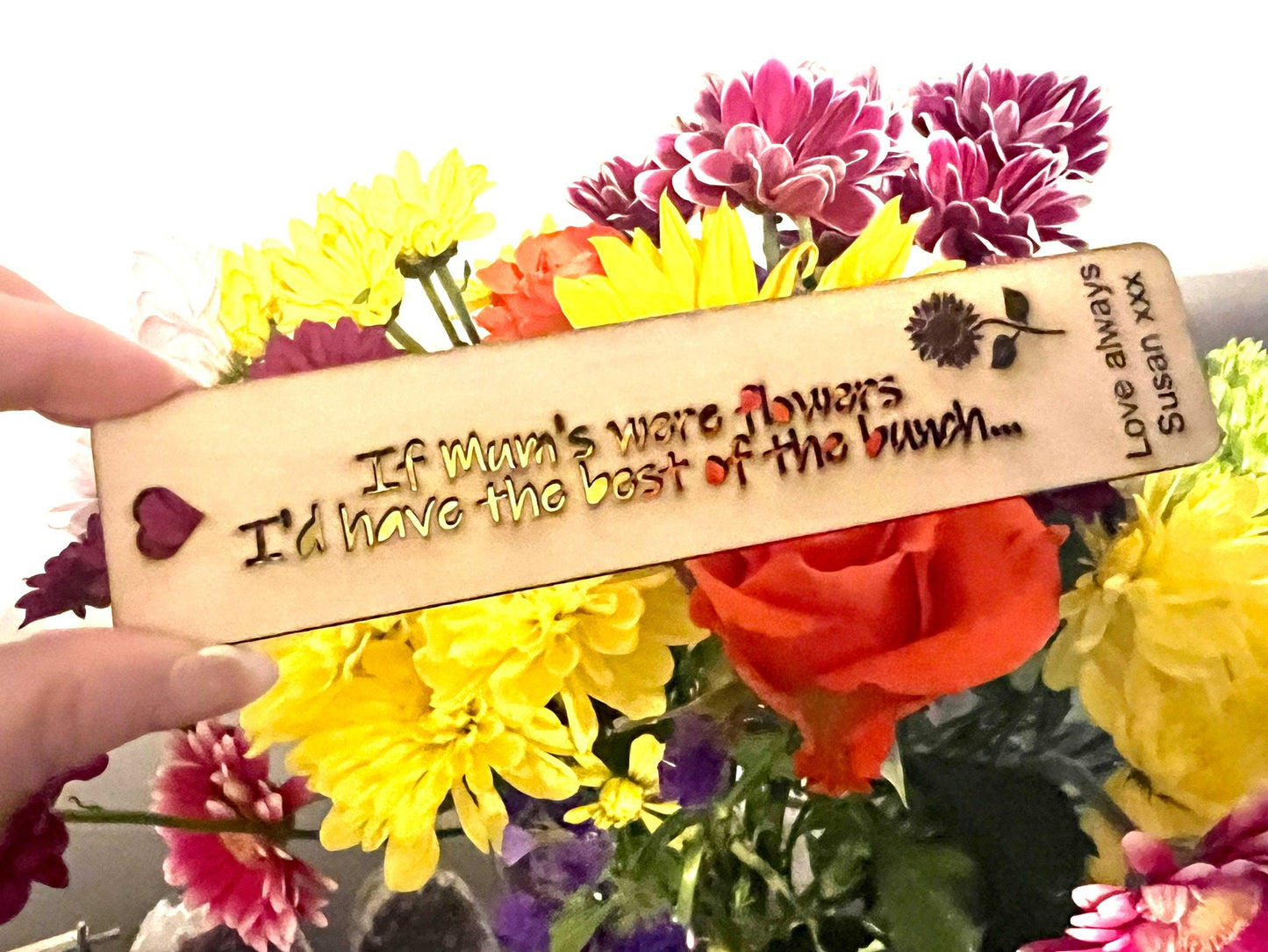 Bookmark for mum - personalised, engraved message.