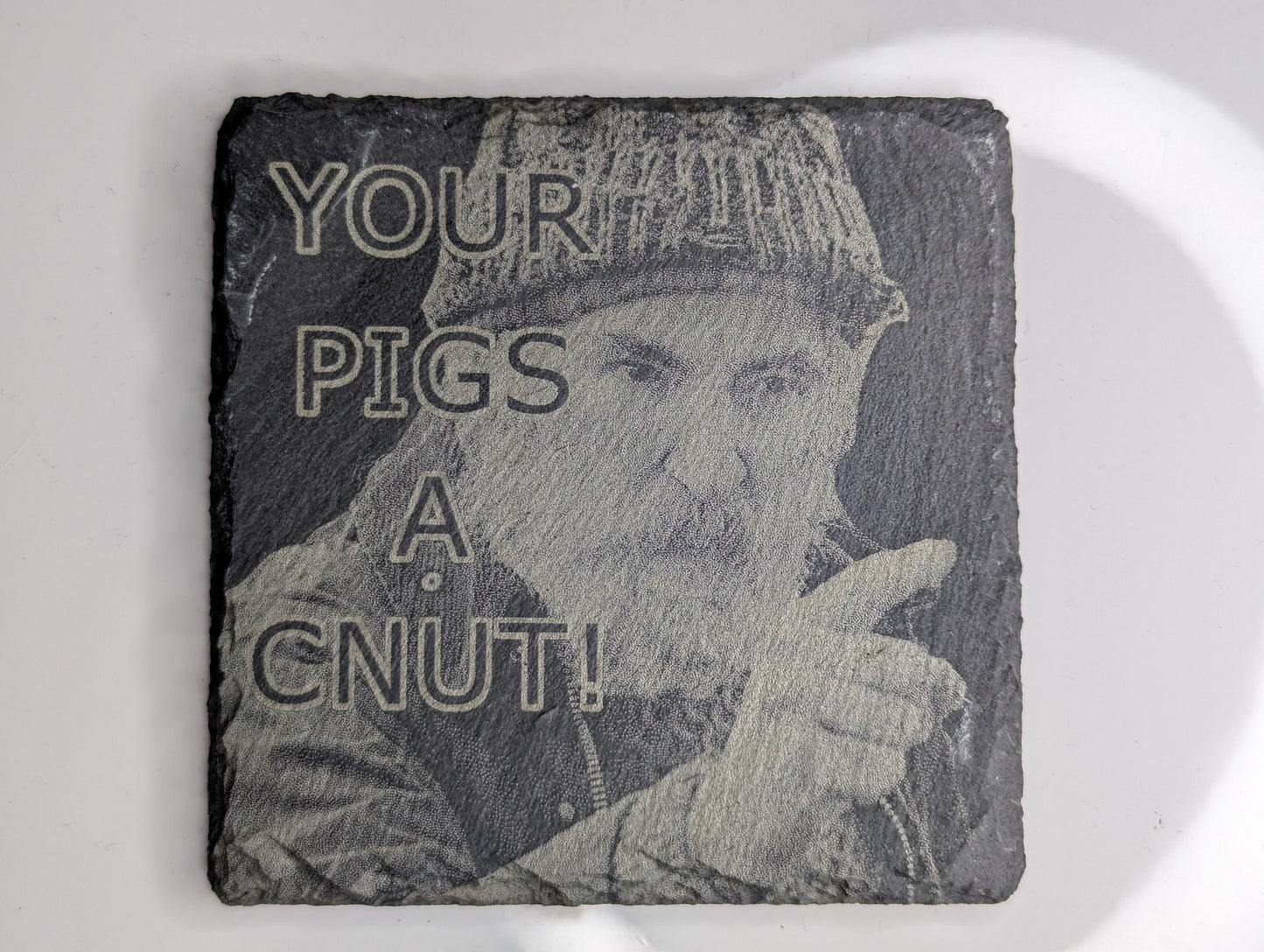 Brassic, Farmer Jim, Set of 4 Slate Coasters, Engraved, Photo, Gift, Novelty, Fan, Bar Decoration, Funny