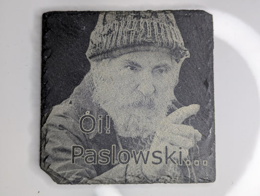 Farmer Jim, Coaster, Engraved Slate - Oi Paslowski