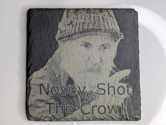 Brassic, Farmer Jim, Set of 4 Slate Coasters, Engraved, Photo, Gift, Novelty, Fan, Bar Decoration, Funny