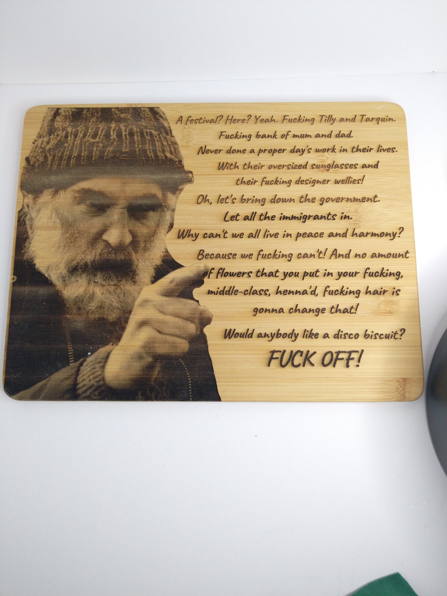 Brassic, Farmer Jim, Chopping Block, Engraved, Photo, Gift, Novelty, Fan, Bar Decoration, Funny