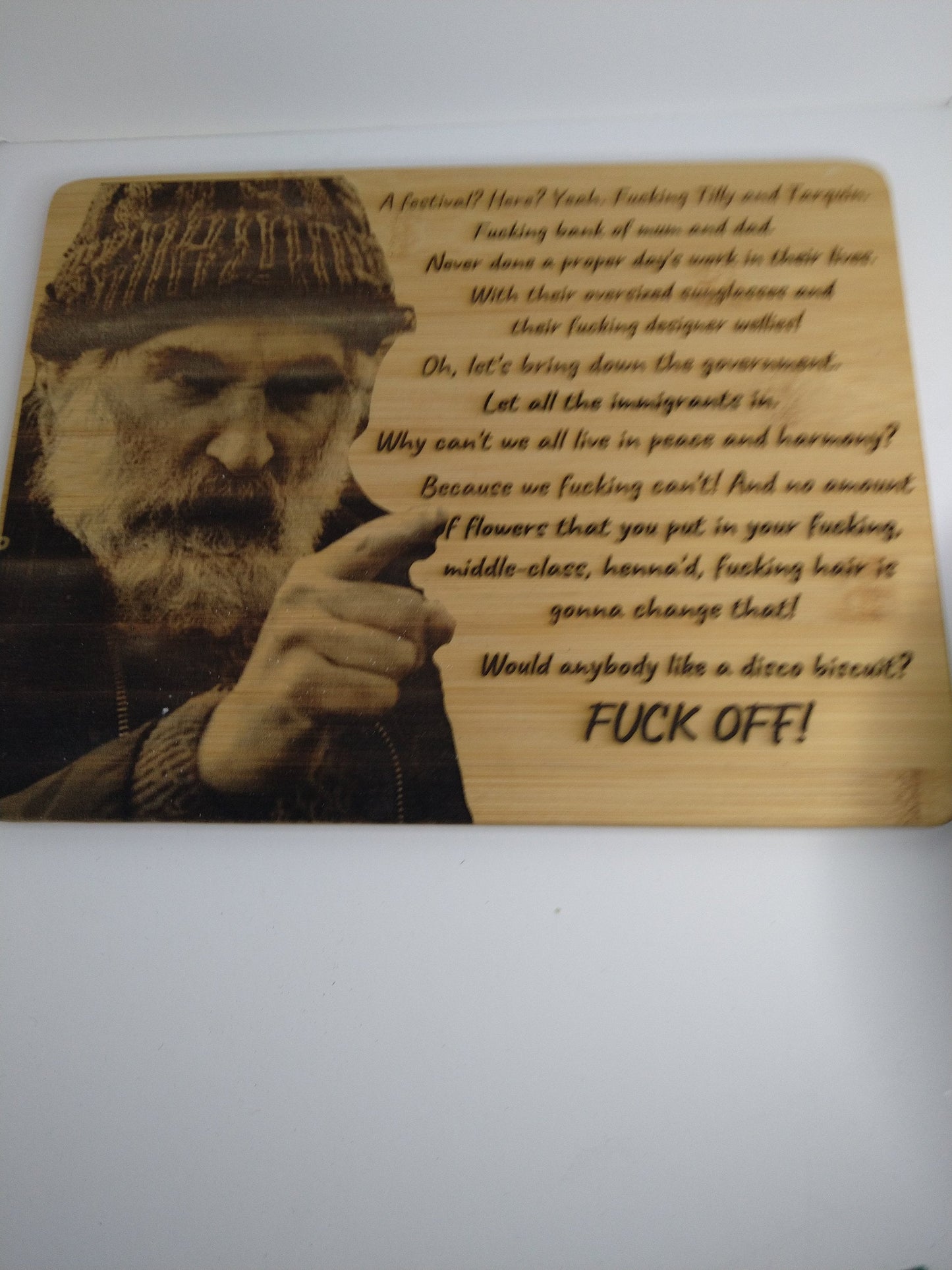 Brassic, Farmer Jim, Chopping Block, Engraved, Photo, Gift, Novelty, Fan, Bar Decoration, Funny