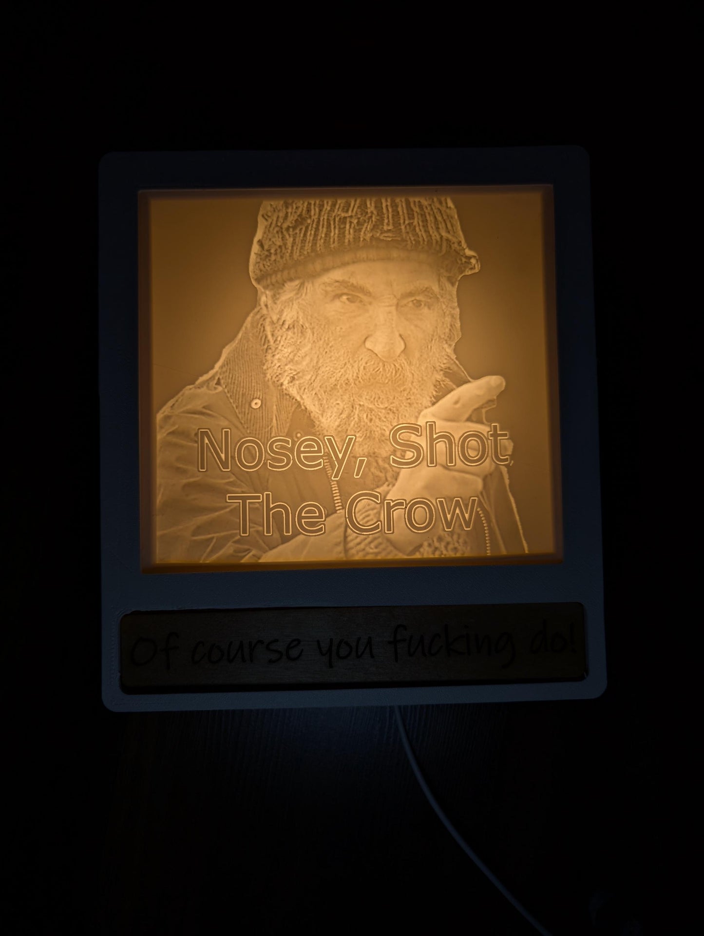 Farmer Jim, Brassic, Photo Engraved Night Light -  Customised, Quirky and Fun Decor for Bar or Home.