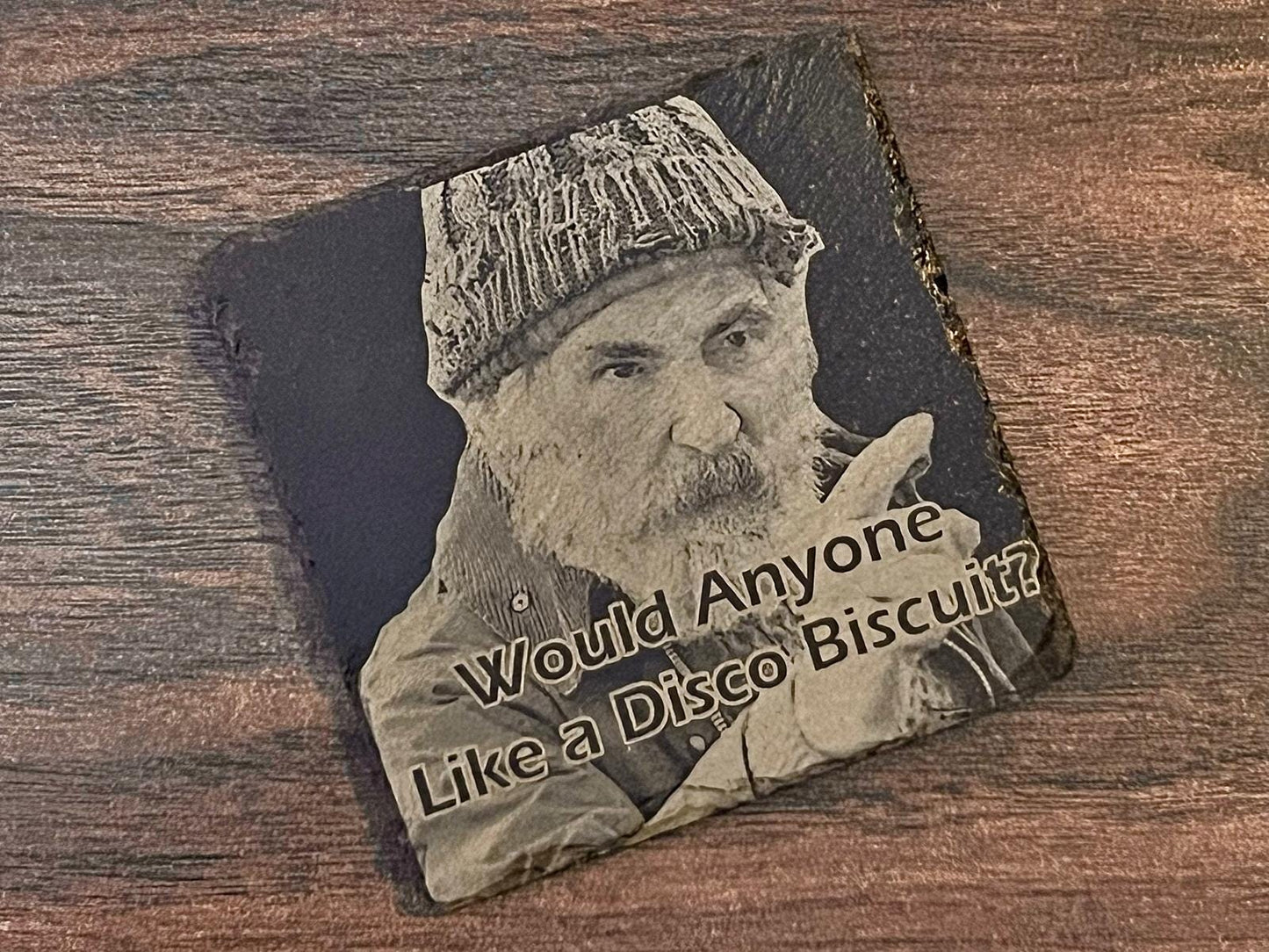 Brassic, Farmer Jim, Single Slate Coaster, Engraved, Photo, Gift, Novelty, Fan, Bar Decoration, Funny